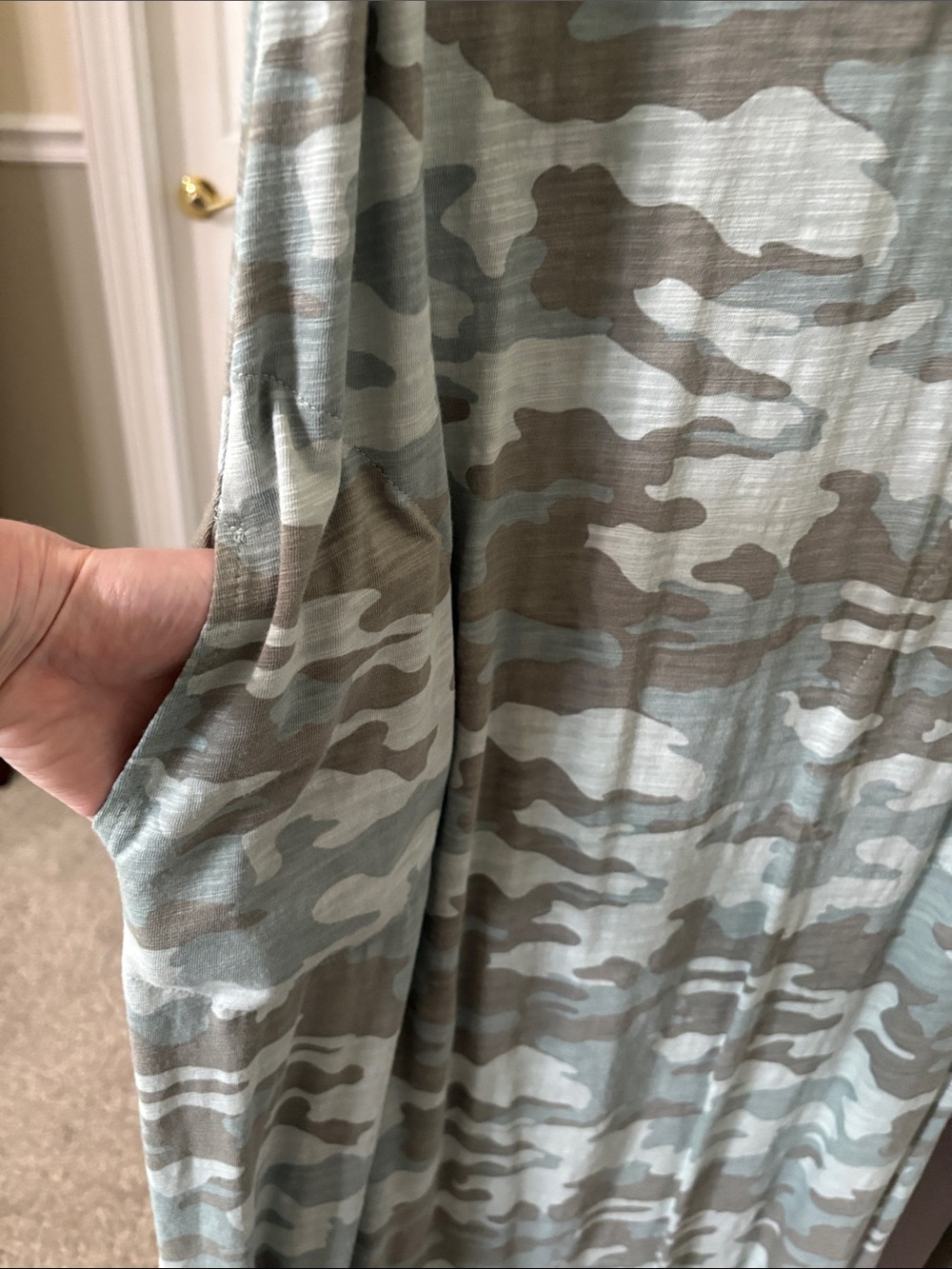 Belle Kim Gravel 3 Piece Maxi Dress Open Jacket Tank Light Camo BOHO Beach - Picture 7 of 16